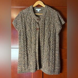 dressbarn Brown Cable Knit Short Sleeve Cardigan Sweater Size 18/20